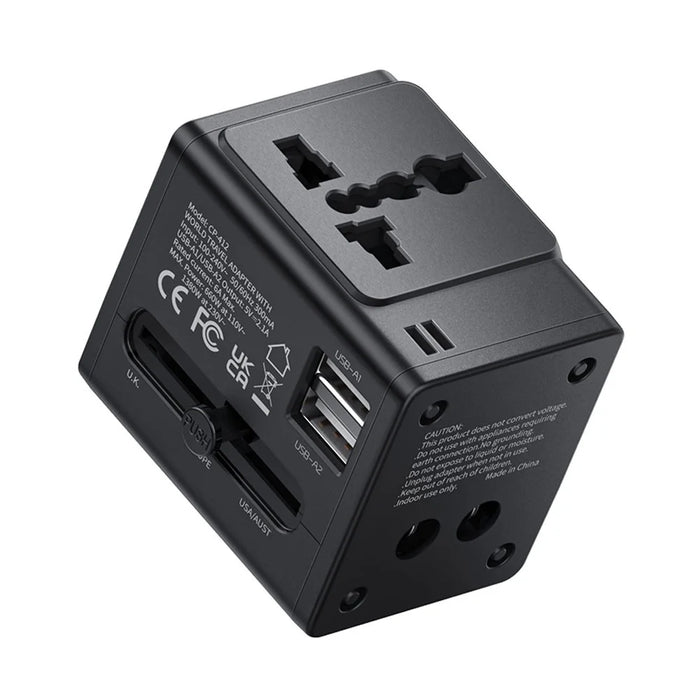MCDODO CP-412 2.1A Universal Travel Charger Adapter 2-in-1 Wall Charger + Socket with Dual USB Port (Black) - 1