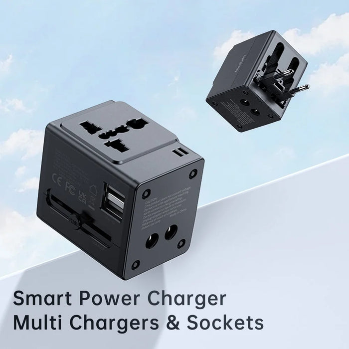 MCDODO CP-412 2.1A Universal Travel Charger Adapter 2-in-1 Wall Charger + Socket with Dual USB Port (Black) - 2