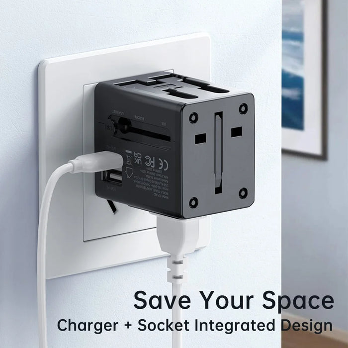 MCDODO CP-412 2.1A Universal Travel Charger Adapter 2-in-1 Wall Charger + Socket with Dual USB Port (Black) - 4