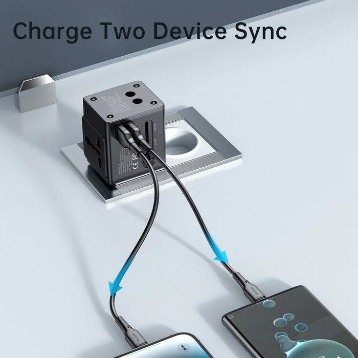 MCDODO CP-412 2.1A Universal Travel Charger Adapter 2-in-1 Wall Charger + Socket with Dual USB Port (Black) - 5