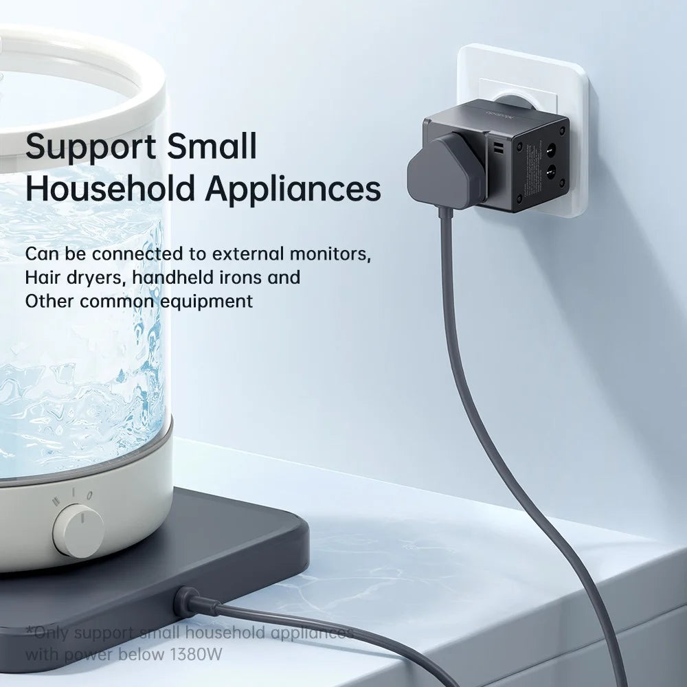 MCDODO CP-412 2.1A Universal Travel Charger Adapter 2-in-1 Wall Charger + Socket with Dual USB Port (Black) - 6