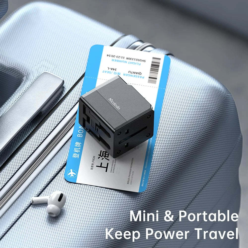 MCDODO CP-412 2.1A Universal Travel Charger Adapter 2-in-1 Wall Charger + Socket with Dual USB Port (Black) - 7