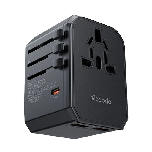 MCDODO CP-4290 PD 33W Travel Charger Adapter with 2 USB-A, Type-C, 2-in-1 Universal Wall Charger + Socket (Black) - 1