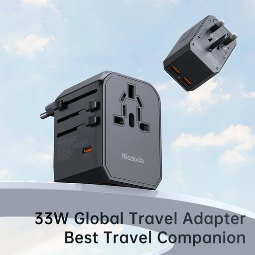 MCDODO CP-4290 PD 33W Travel Charger Adapter with 2 USB-A, Type-C, 2-in-1 Universal Wall Charger + Socket (Black) - 2
