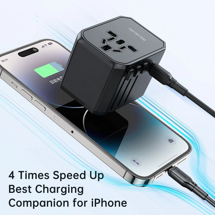 MCDODO CP-4290 PD 33W Travel Charger Adapter with 2 USB-A, Type-C, 2-in-1 Universal Wall Charger + Socket (Black) - 6