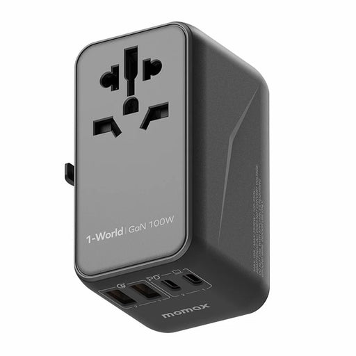 MOMAX 1-World GaN PD 100W Fast Charger 4-Port + AC Power Adapter Travel Charger Block - Black - 1