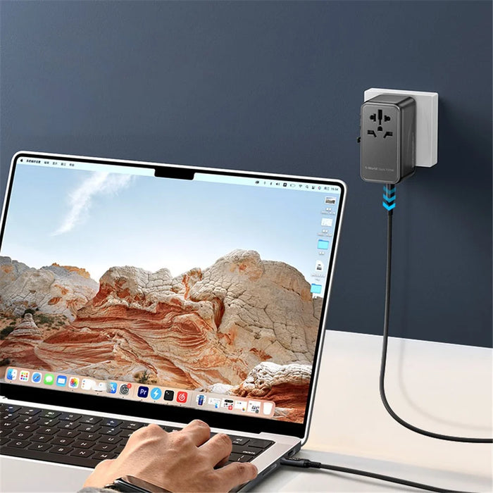 MOMAX 1-World GaN PD 100W Fast Charger 4-Port + AC Power Adapter Travel Charger Block - Black - 3