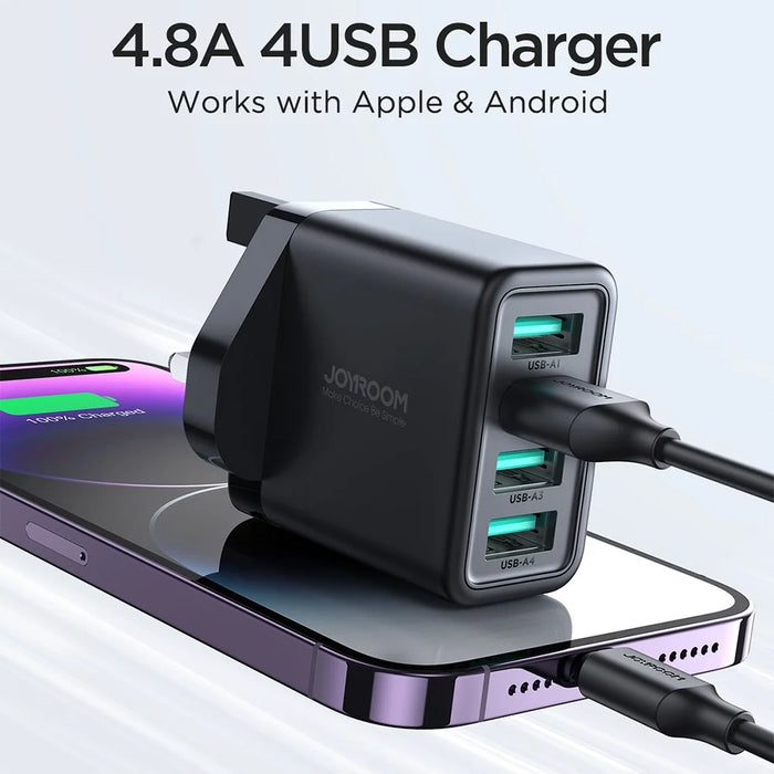 JOYROOM TCN01 UK Plug 4.8A 4 USB Charger Wall Charging Adapter for Tablet Mobile Phone - 3