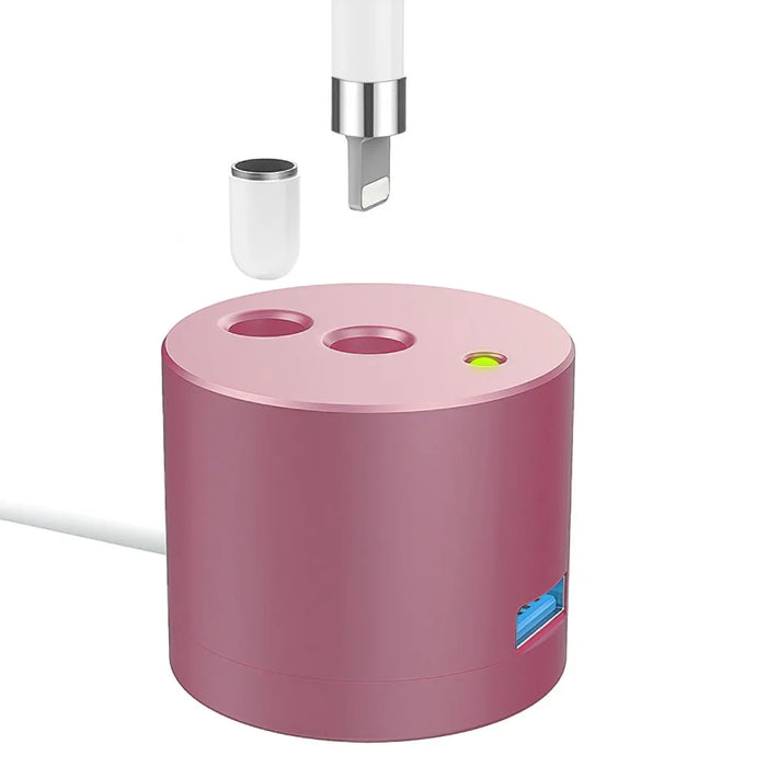 Desktop Charger Adapter for Apple Pencil (1st Generation) Charging Station with LED Light, USB Interface - Rose Gold - 2