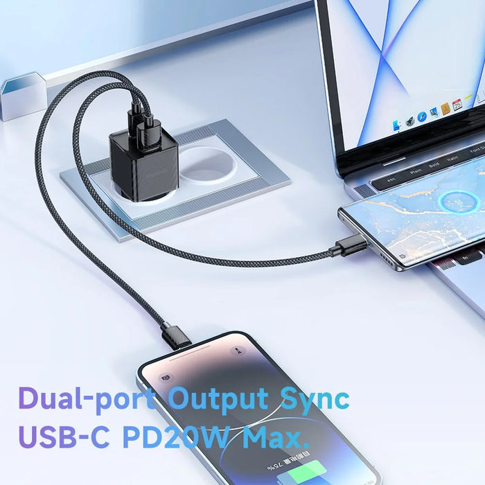 MCDODO CH-415 33W GaN USB+Type-C EU Plug Wall Charger Fireproof PC Phone Tablet Power Adapter - Black - 4
