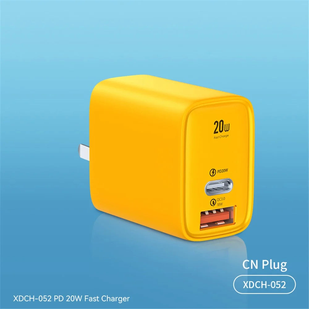 XUNDD XDCH-052 PD 20W Type-C + QC 3.0 USB Fast Charger Mini Wall Charging Block - CN Plug - 2