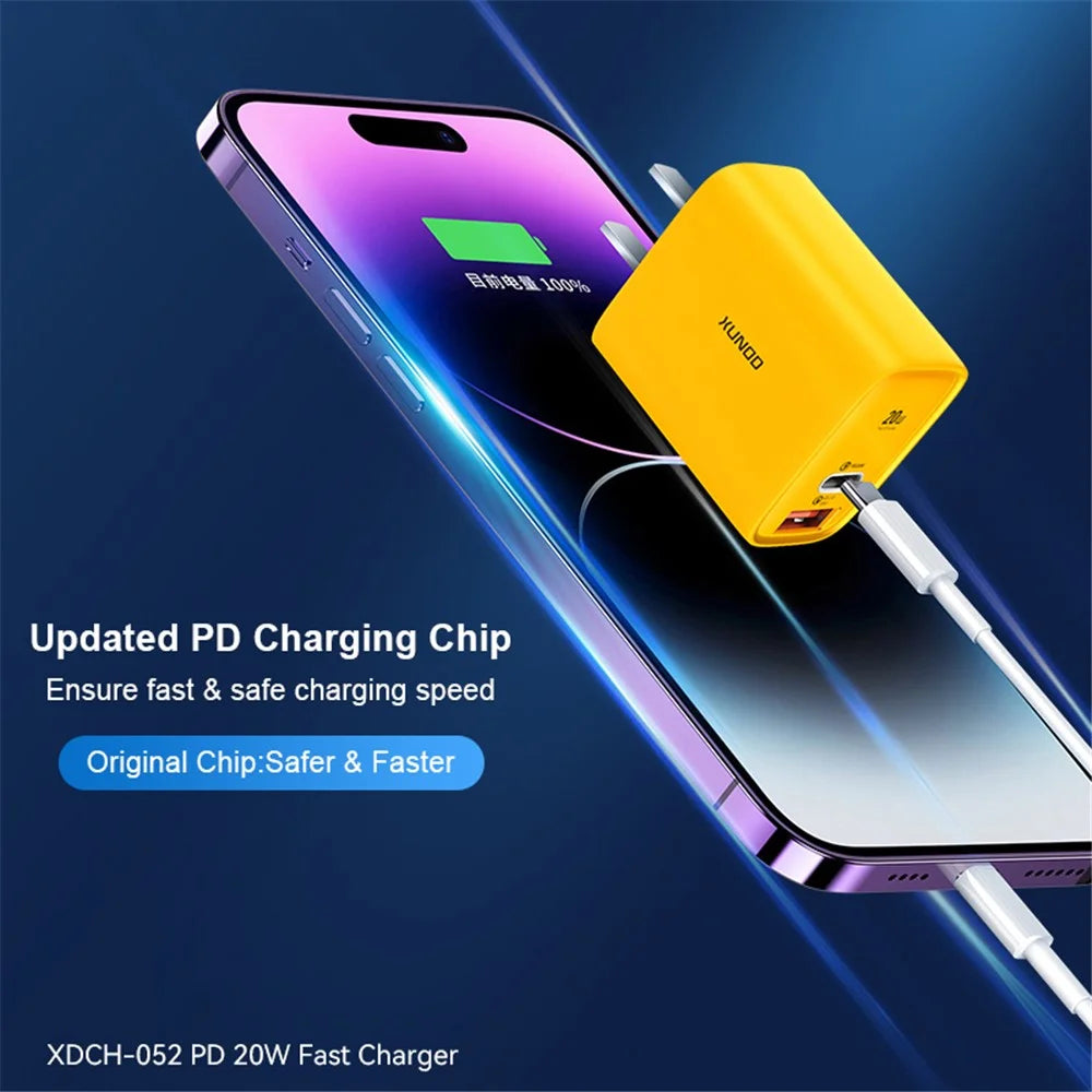 XUNDD XDCH-052 PD 20W Type-C + QC 3.0 USB Fast Charger Mini Wall Charging Block - CN Plug - 4