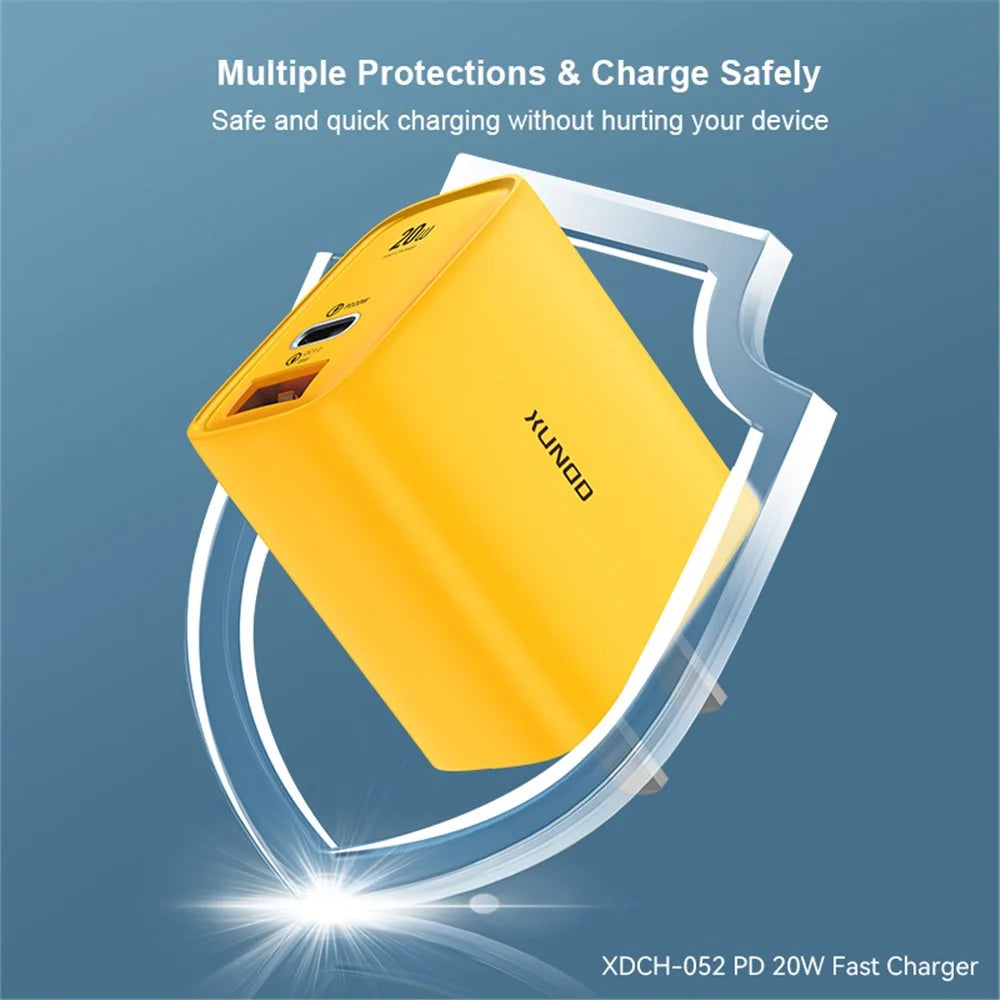 XUNDD XDCH-052 PD 20W Type-C + QC 3.0 USB Fast Charger Mini Wall Charging Block - CN Plug - 7