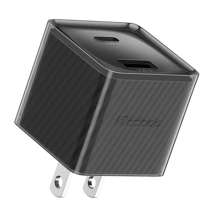 MCDODO CH-413 Dichromatic Series Charging Block 33W USB-A + Type-C Dual Port PD GaN Charger - Black - 1