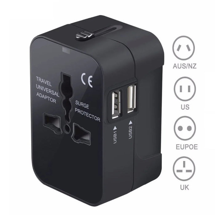 Universal Travel Adapter AU / UK / US / EU Plug Converter with 2.1A Dual USB Ports - 3