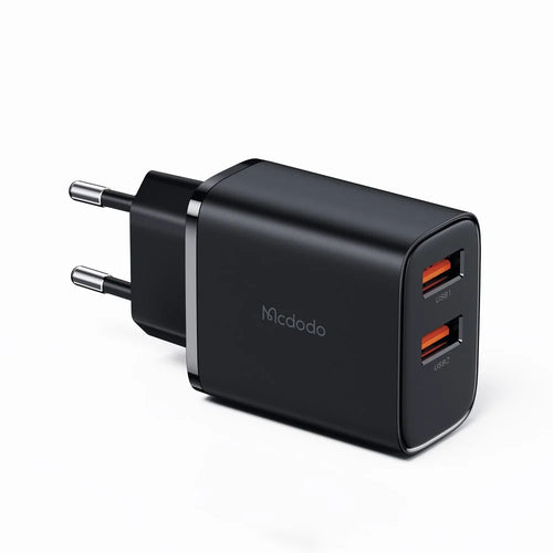 MCDODO Beryllium CH-5070 12W Wall Charger 2 USB-A 2.4A Travel Charger Adapter, EU Plug (Black) - 1