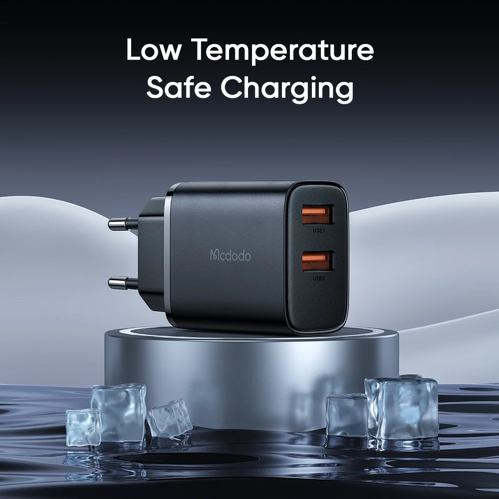 MCDODO Beryllium CH-5070 12W Wall Charger 2 USB-A 2.4A Travel Charger Adapter, EU Plug (Black) - 6