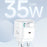 USAMS US-CC211 PD 35W Dual Output GaN Fast Charger with iP Magnetic Retractable Cable Module - White / UK Plug - 3
