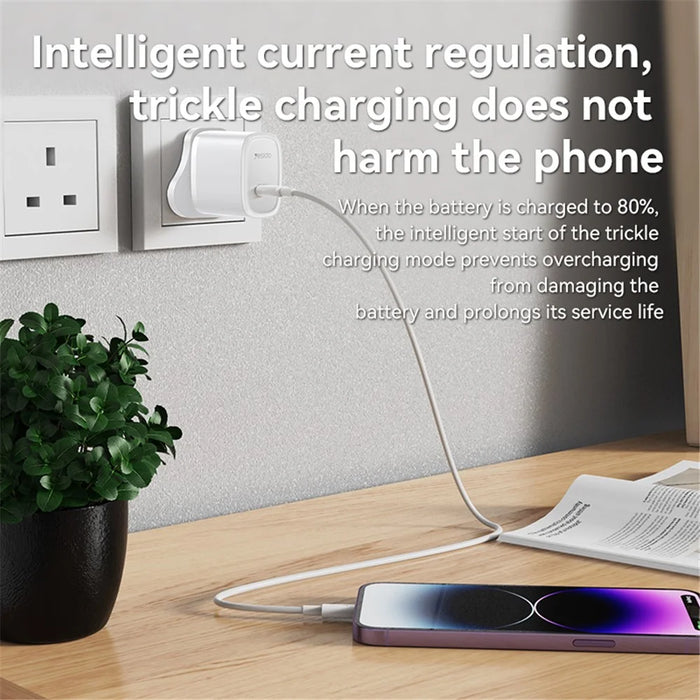 YESIDO UK Plug PD 20W Single Type-C Powerport Block Charger Compact Wall Charger - Black - 3