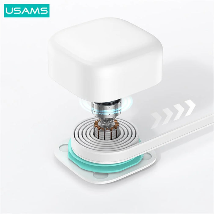 USAMS US-CC204 XMF Series PD 35W Dual Output GaN Fast Charger with Type-C Magnetic Retractable Cable Module, UK Plug - Black - 6