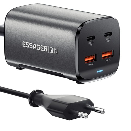 ESSAGER 67W GaN Power Adapter 2 USB + 2 Type-C Portable Desktop Charger - KR Plug - 1