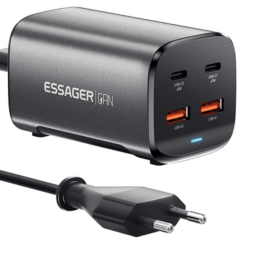 ESSAGER 67W GaN Power Adapter 2 USB + 2 Type-C Portable Desktop Charger - KR Plug - 1