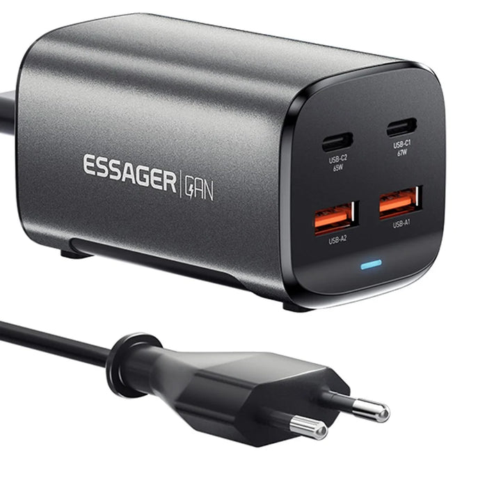 ESSAGER 67W GaN Power Adapter 2 USB + 2 Type-C Portable Desktop Charger - KR Plug - 1