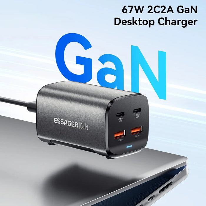 ESSAGER 67W GaN Power Adapter 2 USB + 2 Type-C Portable Desktop Charger - KR Plug - 2