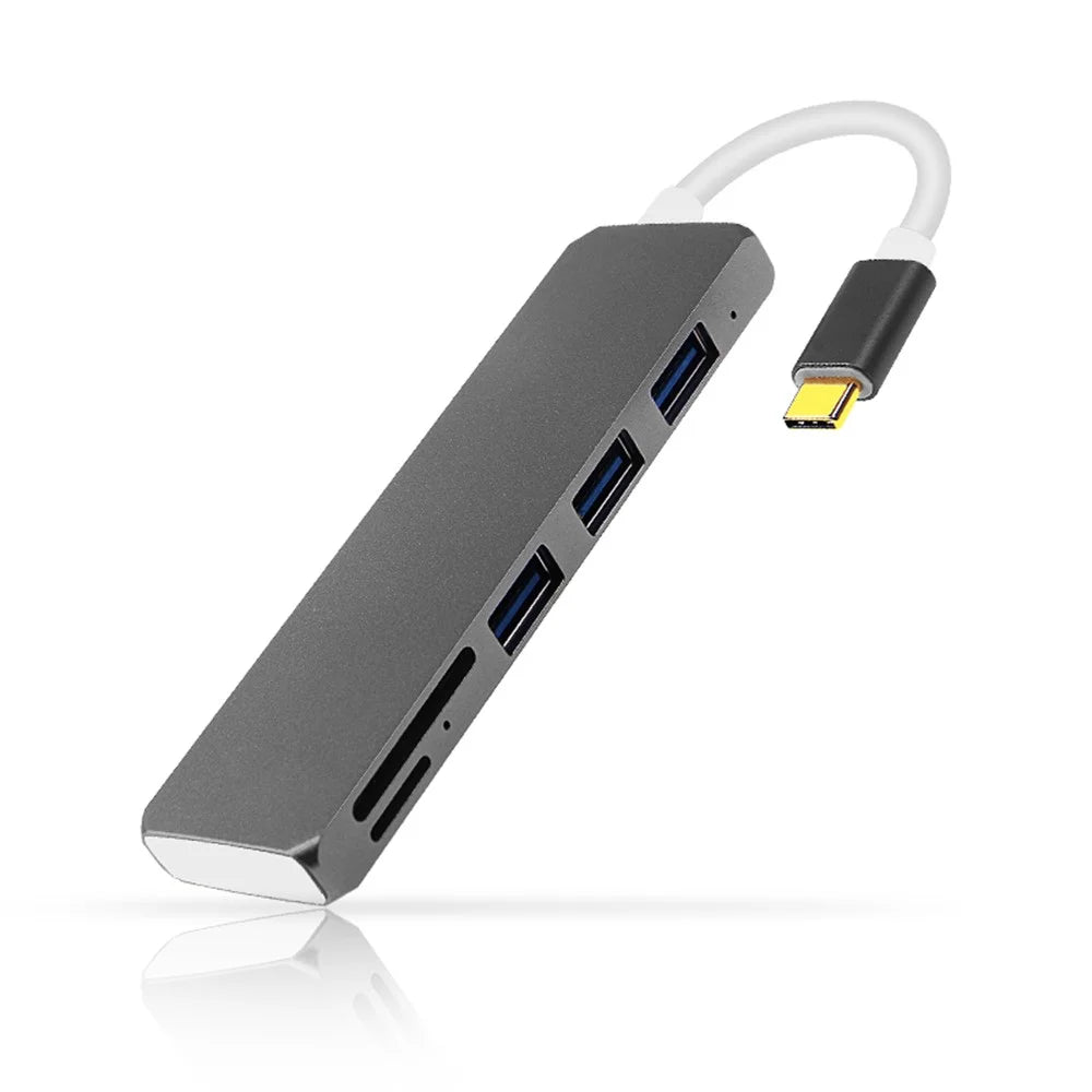 Type-C to USB3.0x3 + USB3.1(PD) + SD + Micro SD Converter Adapter - 1