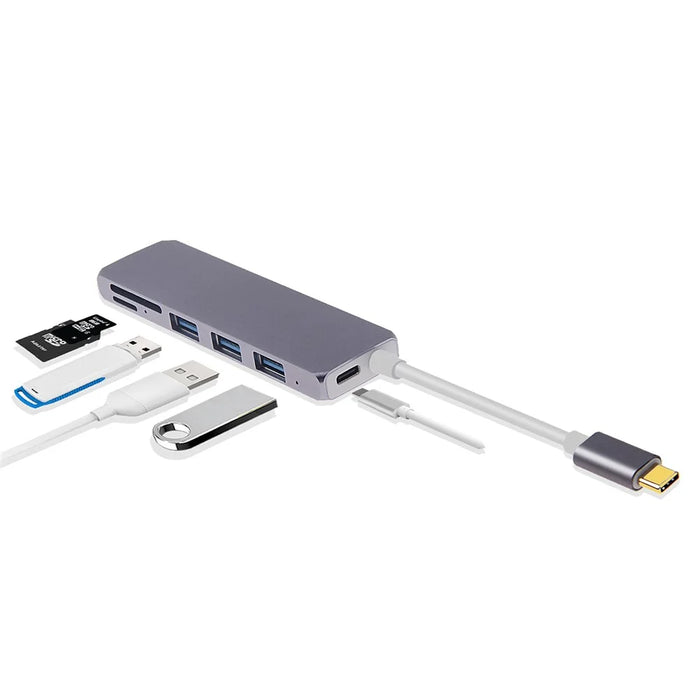 Type-C to USB3.0x3 + USB3.1(PD) + SD + Micro SD Converter Adapter - 4
