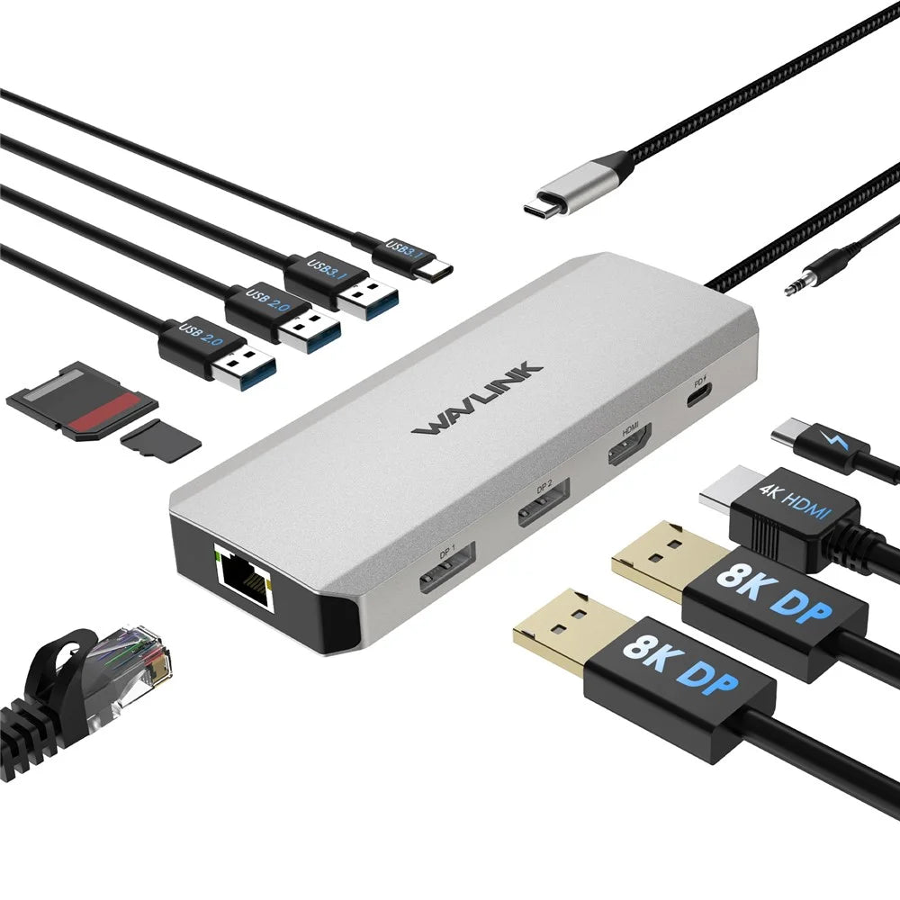 WAVLINK UMD306 USB-C Hub 12-In-1 Multi-Port Expansion Adapter RJ45 Ethernet Converter Support PD Charging - 3