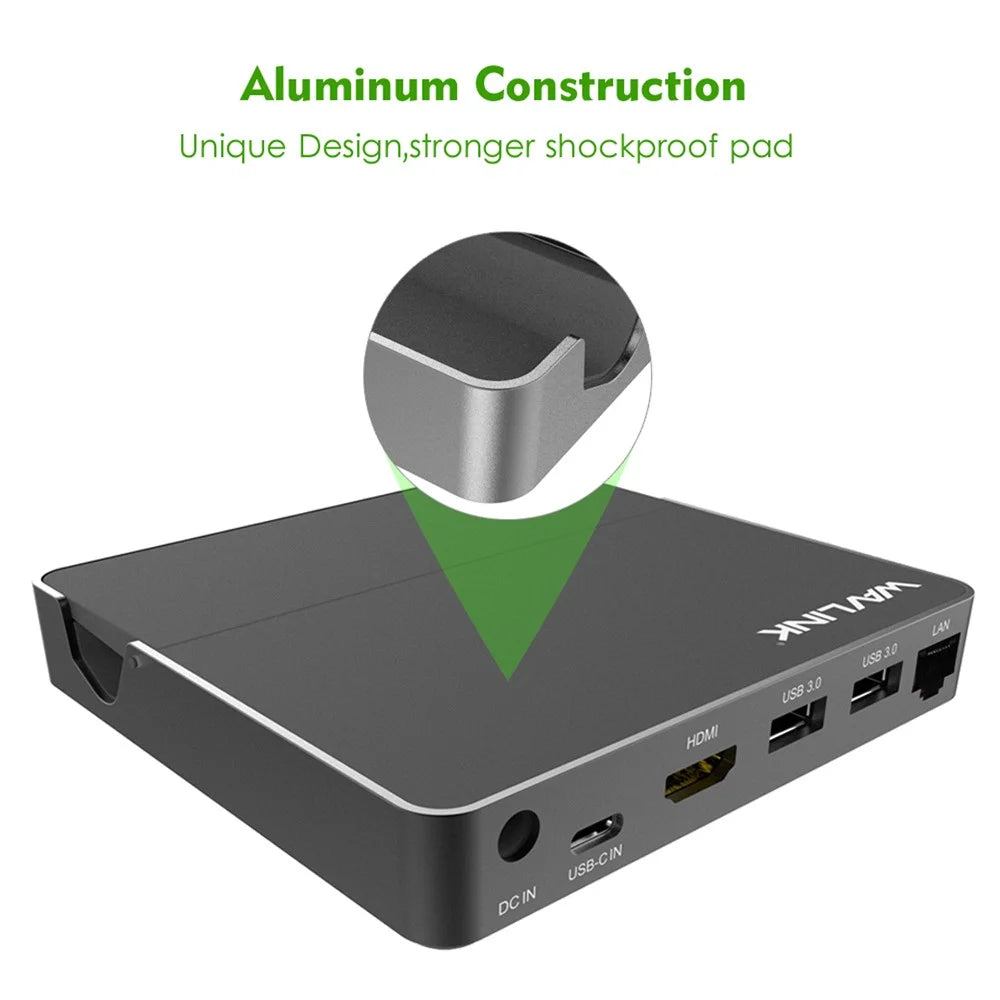 WAVLINK UHP3D01G 4K HD Docking Station Gigabit Ethernet USB 3.0 Multi-function Hub - EU Plug - 3