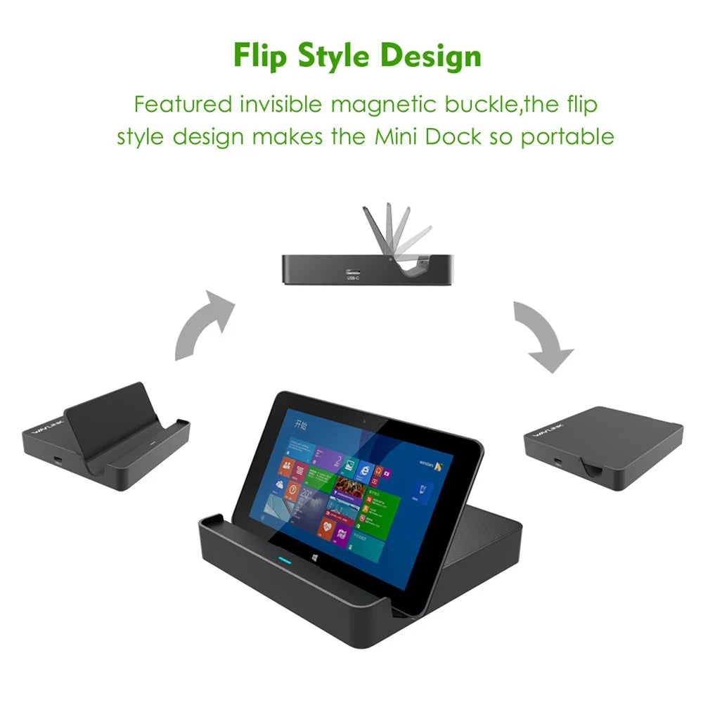 WAVLINK UHP3D01G 4K HD Docking Station Gigabit Ethernet USB 3.0 Multi-function Hub - EU Plug - 5