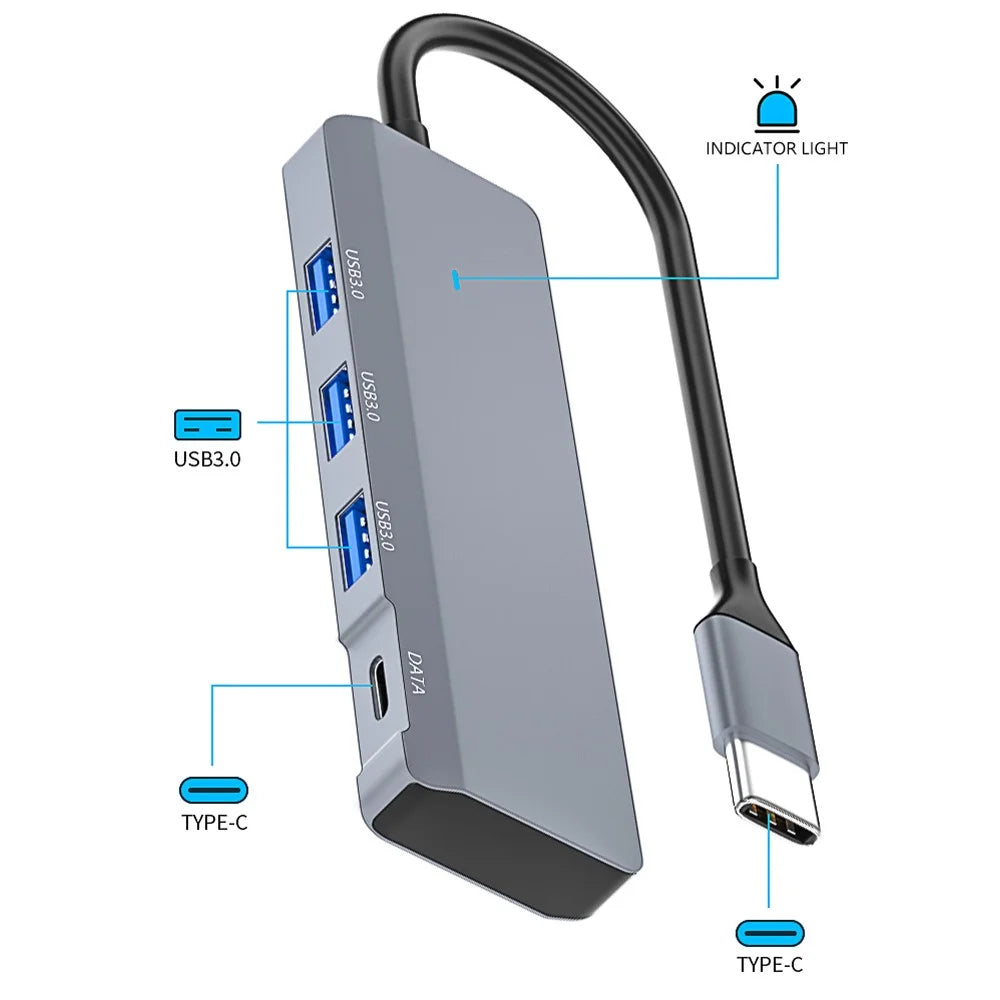 ADS-309C USB-C to Type-C + 3x USB 3.0 Splitter Hub Computer Docking Station with 13cm Cable - 4