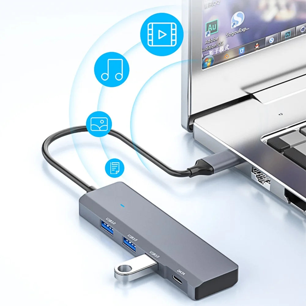 ADS-309C USB-C to Type-C + 3x USB 3.0 Splitter Hub Computer Docking Station with 13cm Cable - 6