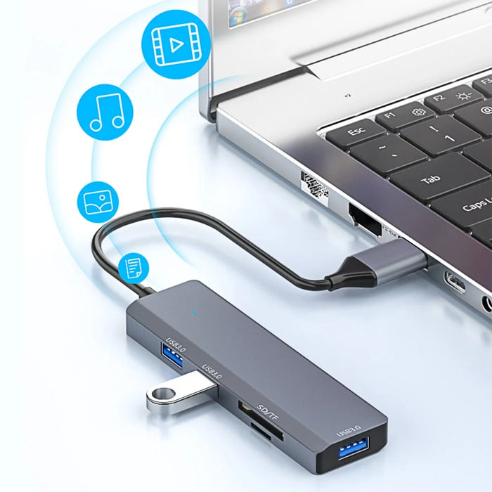 ADS-310A Multi-Port Hub USB Adapter to 3xUSB 3.0+2xCard Reader Slots - 7