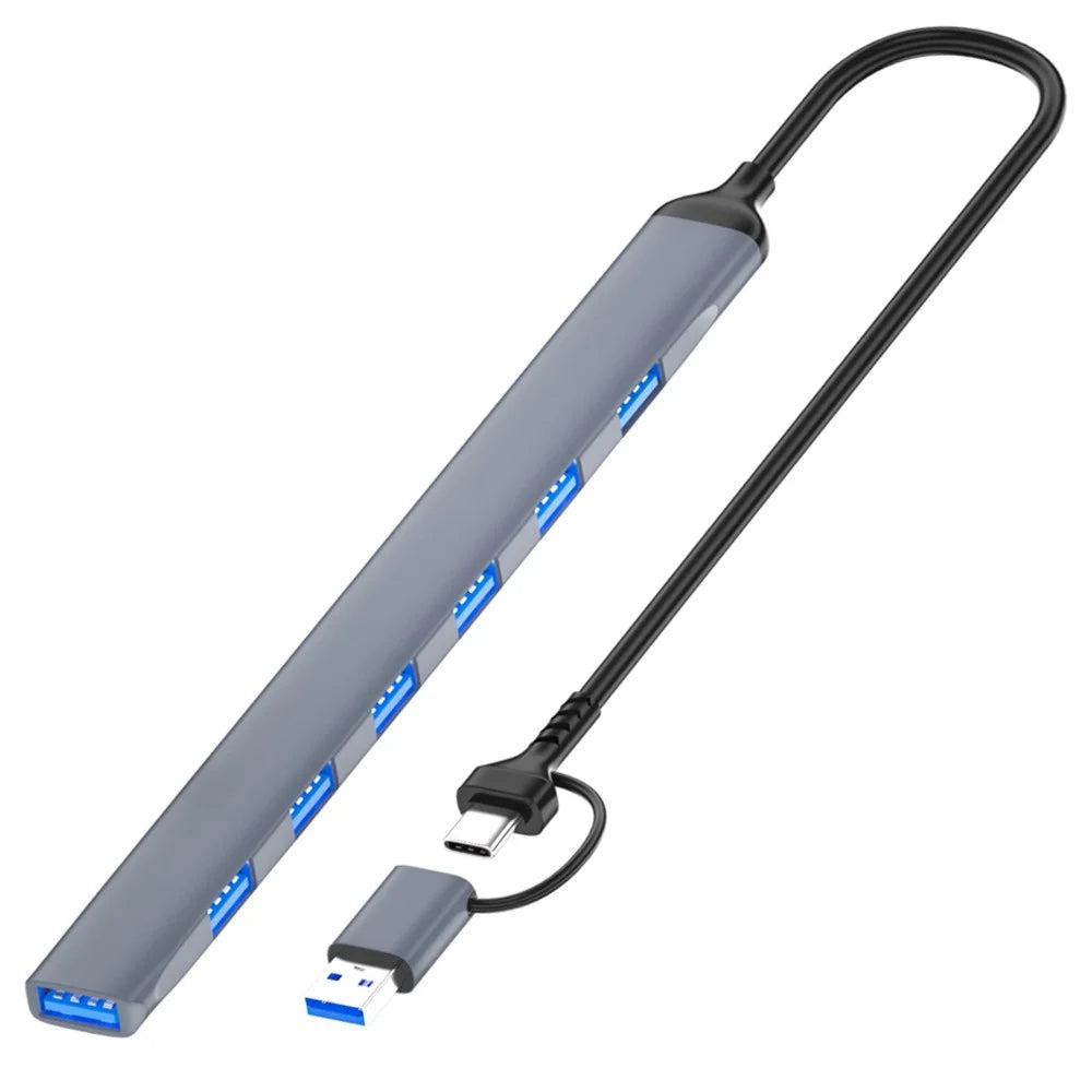 ADS-303D 7-in-1 Multifunctional Hub USB + Type-C to USB 3.0 + 6x USB 2.0 Splitter - 1