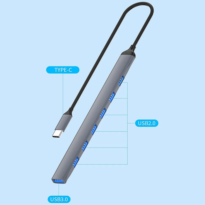 ADS-303C Type-C Docking Station USB 3.0 Splitter for Laptop / Tablet / PC 7-Port USB Hub - 3