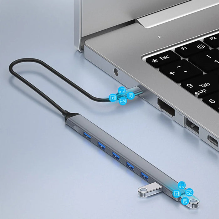 ADS-303C Type-C Docking Station USB 3.0 Splitter for Laptop / Tablet / PC 7-Port USB Hub - 4