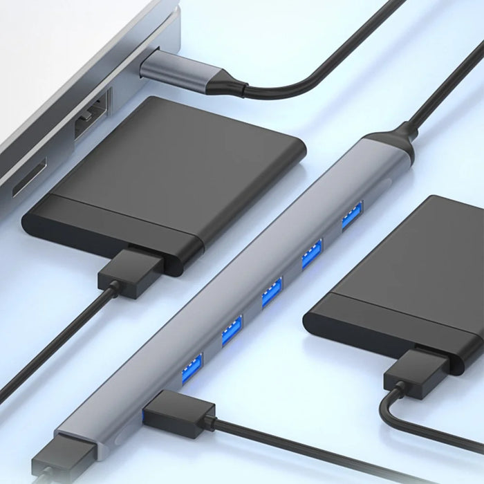 ADS-303C Type-C Docking Station USB 3.0 Splitter for Laptop / Tablet / PC 7-Port USB Hub - 6