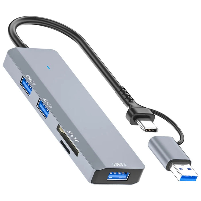 ADS-310D 2-in-1 Type-C + USB-A to 3x USB 3.0 Hub Splitter with SD / TF Card Slot - 1