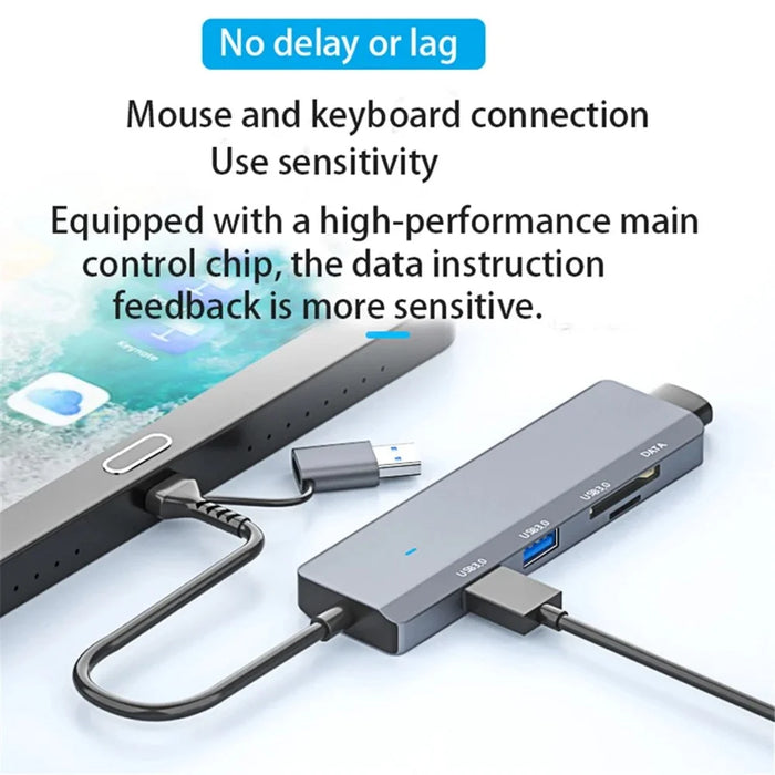 ADS-310D 2-in-1 Type-C + USB-A to 3x USB 3.0 Hub Splitter with SD / TF Card Slot - 7