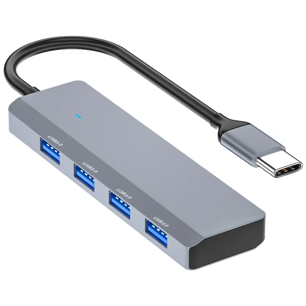 ADS-305C Type-C to 4 X USB3.0 USB Hub Splitter Aluminum Alloy Laptop Phone Adapter - 1