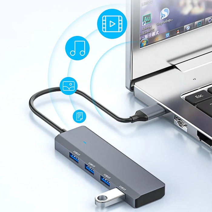 ADS-305C Type-C to 4 X USB3.0 USB Hub Splitter Aluminum Alloy Laptop Phone Adapter - 6