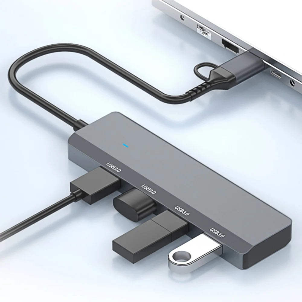ADS-305D USB / Type-C to 4 USB3.0 Ports Docking Station USB Hub Aluminum Alloy Computer Laptop Adapter - 6
