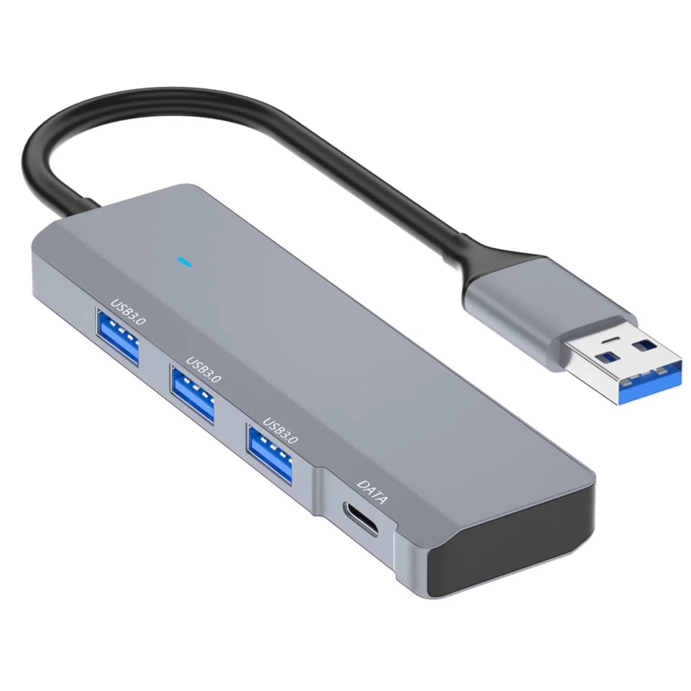 ADS-309A USB to 3 USB3.0 + 1 Type-C Data Transfer Docking Station USB Hub Aluminum Alloy Adapter - 1