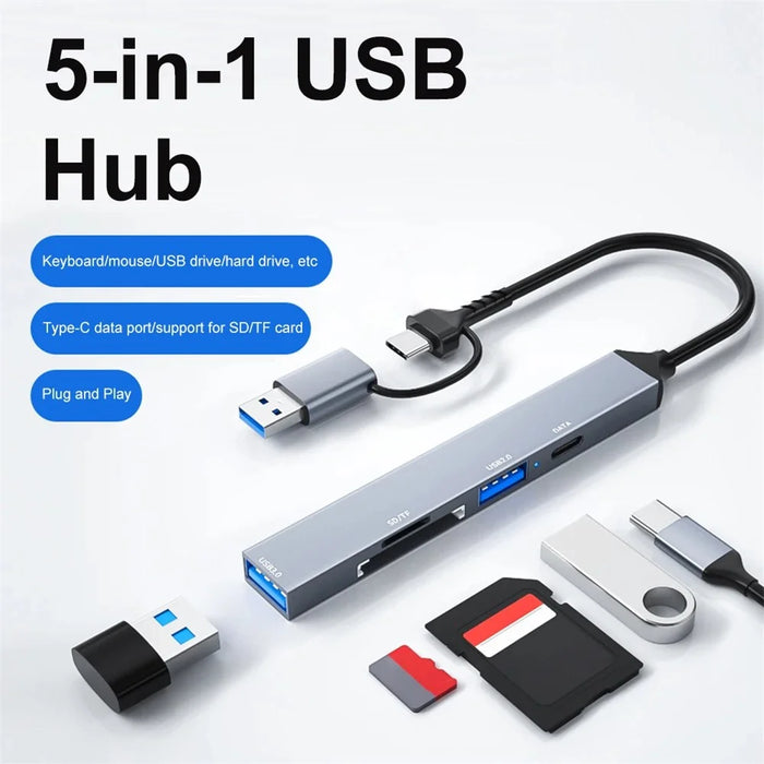 ADS-806D Type-C+USB to USB 3.0 Hub SD / TF Card Reader Multi-Function Docking Station - 4