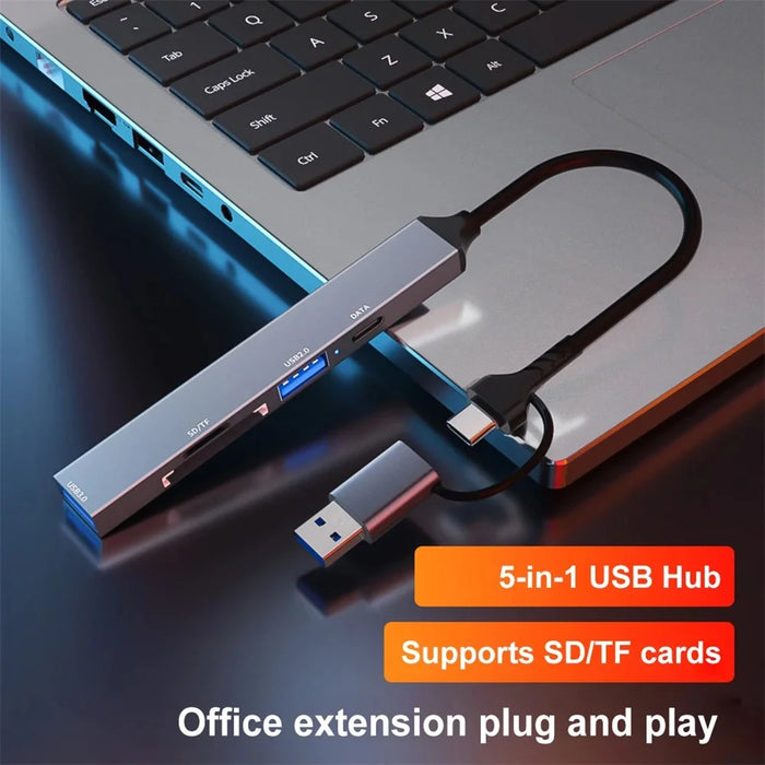 ADS-806D Type-C+USB to USB 3.0 Hub SD / TF Card Reader Multi-Function Docking Station - 5