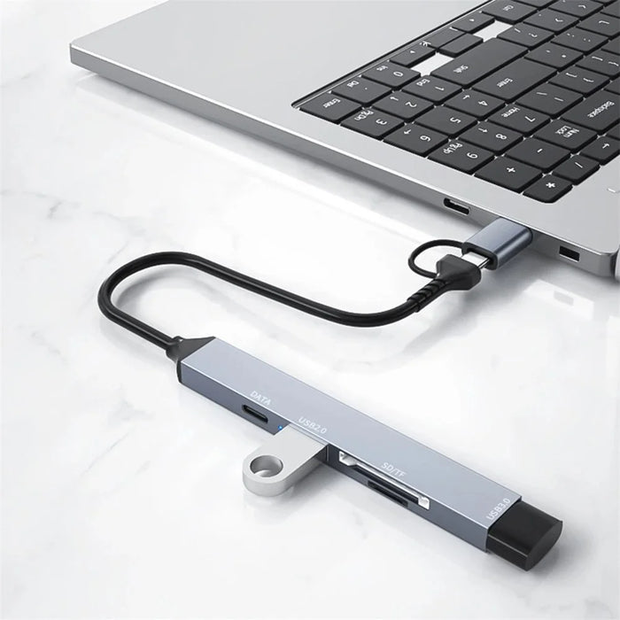 ADS-806D Type-C+USB to USB 3.0 Hub SD / TF Card Reader Multi-Function Docking Station - 7