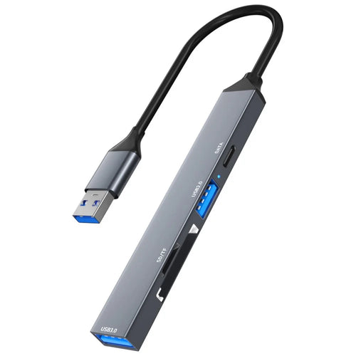 ADS-806A 5-in-1 USB-A to USB3.0 + USB2.0 + Type-C + SD / TF Slot USB Hub Splitter - 1